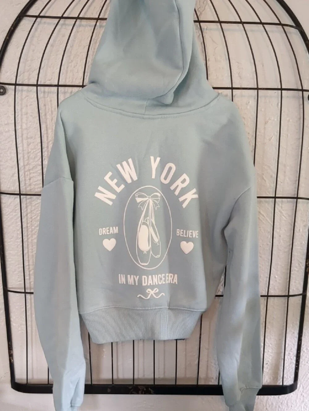 NWOT Children's Place Girls' Light Blue Cropped Dance Hoodie. Size 7/8